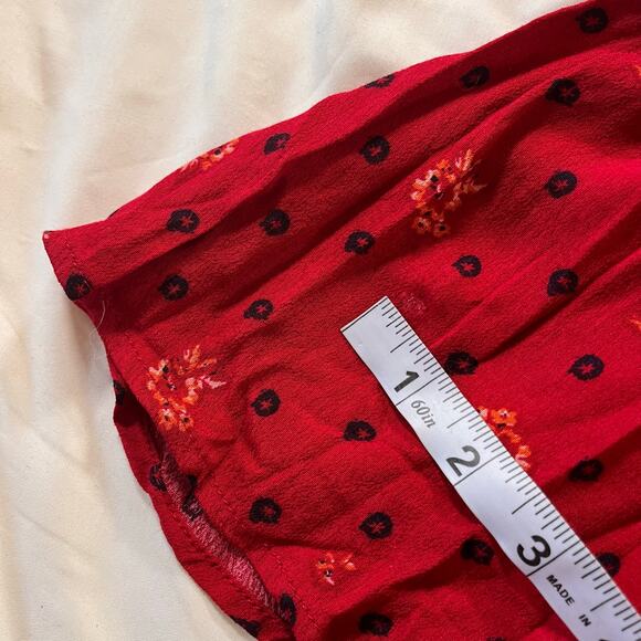 NWT Free People Red Floral Print Smocked Long Sleeve Mini Dress Sz M Cottagecore - Picture 9 of 12